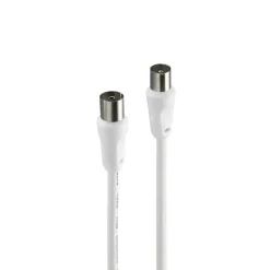 Antennen-Kabel, Koax-Stecker - Koax-Kupplung, 5 m, 75 dB, Weiß