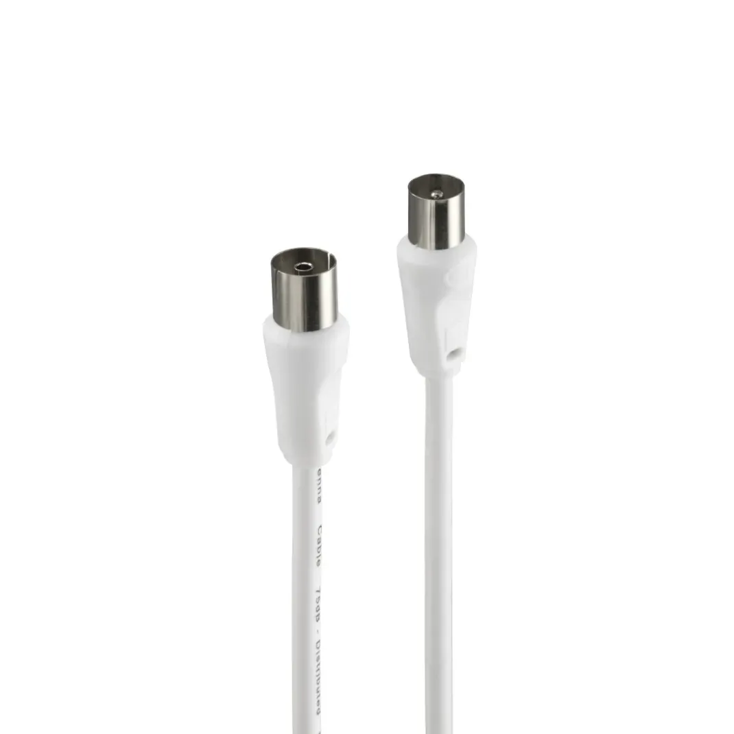 Antennen-Kabel, Koax-Stecker - Koax-Kupplung, 5 m, 75 dB, Weiß