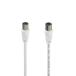 Antennen-Kabel, Koax-Stecker - Koax-Kupplung, 5 m, 75 dB, Weiß