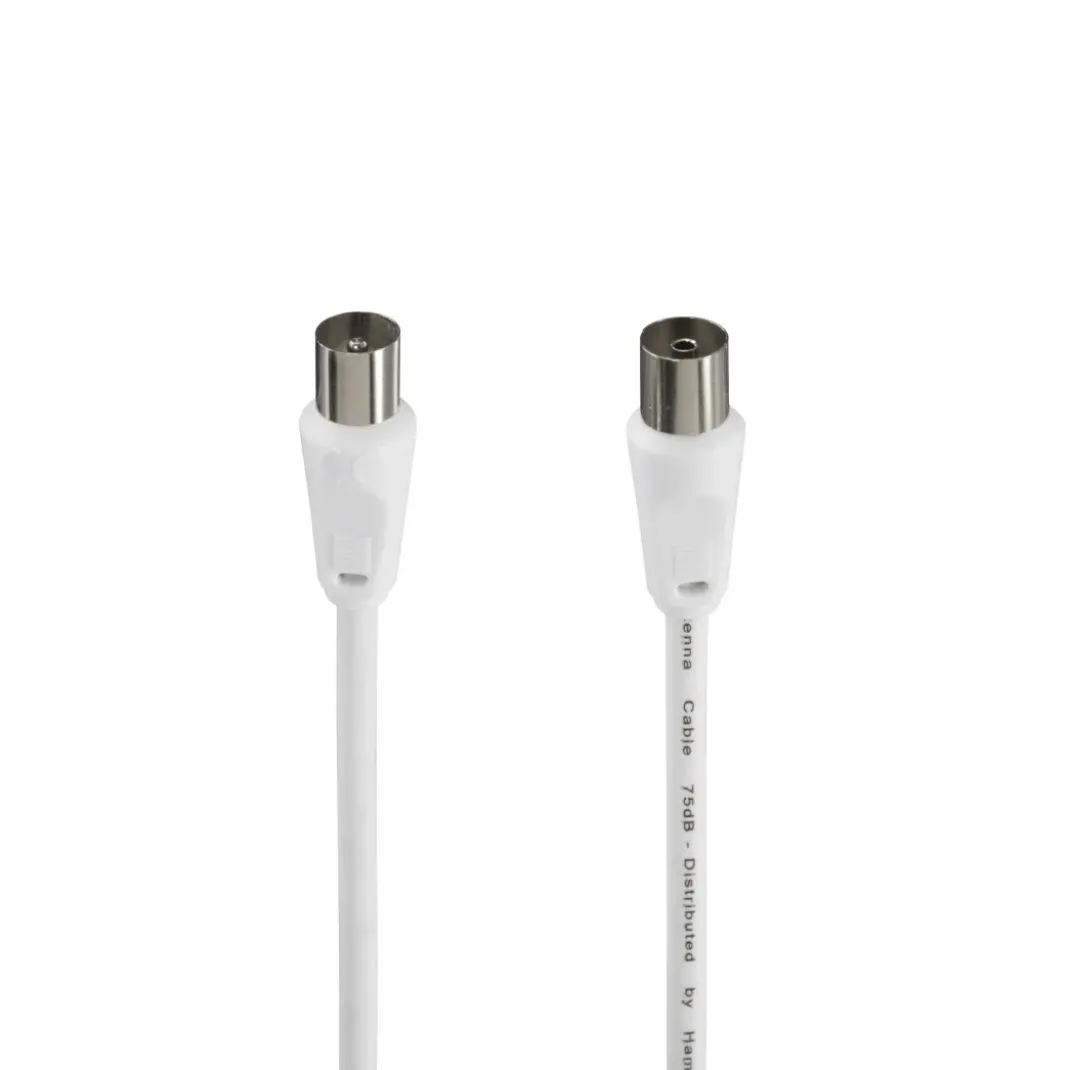 Antennen-Kabel, Koax-Stecker - Koax-Kupplung, 3 m, 75 dB, Weiß