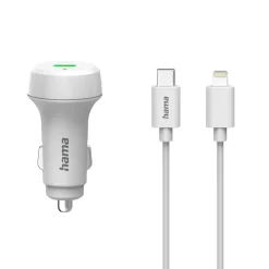 Auto-Schnellladegerät mit Ladekabel Lightning, PD, 20 W, 1 m, Weiß