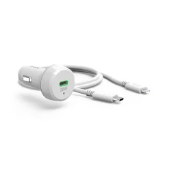 Auto-Schnellladegerät mit Ladekabel Lightning, PD, 20 W, 1 m, Weiß