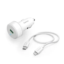 Auto-Schnellladegerät mit Ladekabel Lightning, PD, 20 W, 1 m, Weiß