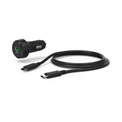 Auto-Schnellladegerät mit Ladekabel USB-C, PD, 25 W, 1 m, Schwarz