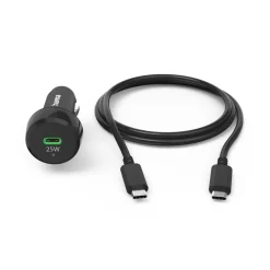 Auto-Schnellladegerät mit Ladekabel USB-C, PD, 25 W, 1 m, Schwarz