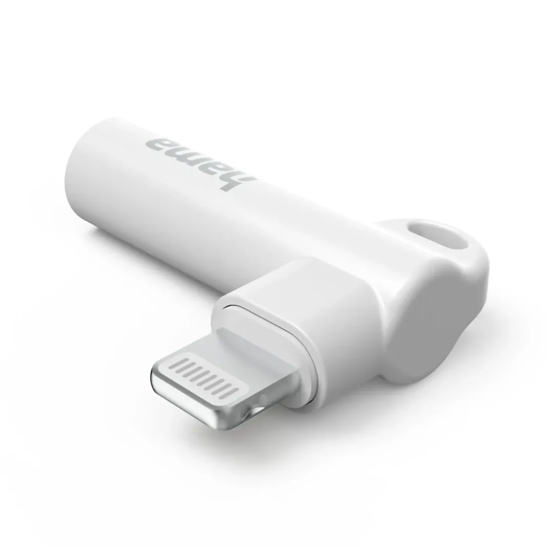 Aux-Adapter Lightning – 3,5-mm-Klinke-Buchse, 90° Winkelstecker, Weiß