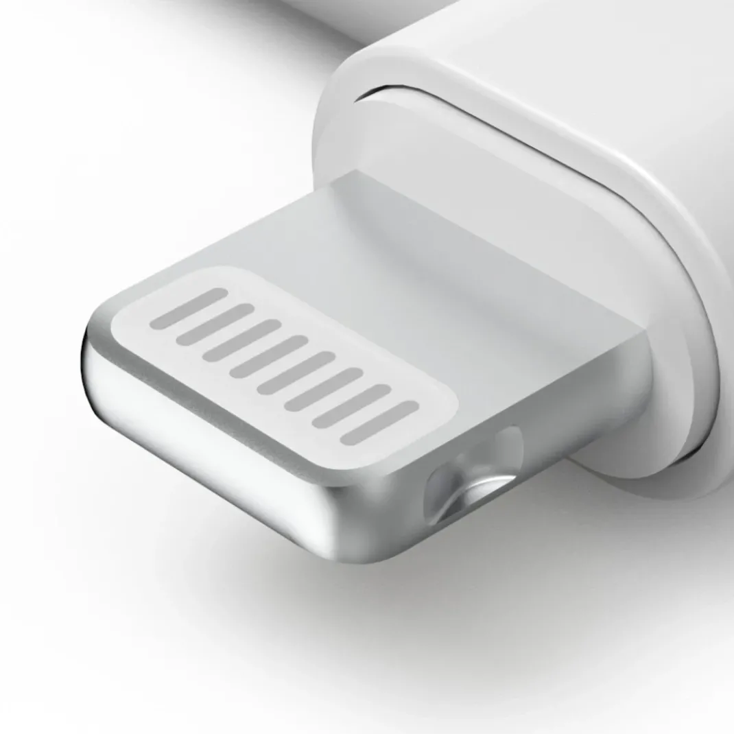 Aux-Adapter Lightning – 3,5-mm-Klinke-Buchse, 90° Winkelstecker, Weiß