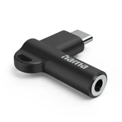 Aux-Adapter USB-C – 3,5-mm-Klinke-Buchse, 90° Winkelstecker, Schwarz