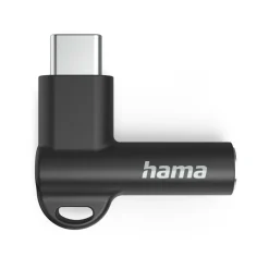 Aux-Adapter USB-C – 3,5-mm-Klinke-Buchse, 90° Winkelstecker, Schwarz