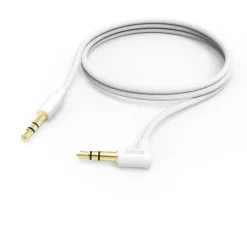 Aux-Kabel 3,5 mm Klinke – 3,5 mm Klinke, 90° Winkelstecker, 1,0 m, Weiß