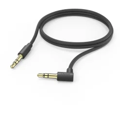 Aux-Kabel 3,5 mm Klinke – 3,5 mm Klinke, 90° Winkelstecker, 1,0 m, Schwarz
