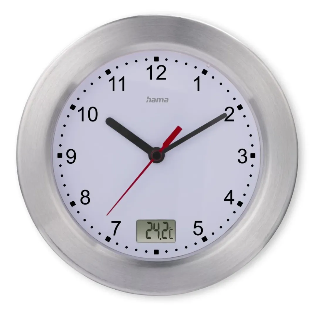 Badezimmeruhr "Mauritius", Wanduhr mit Thermometer, ohne Ticken, Ø 17 cm,