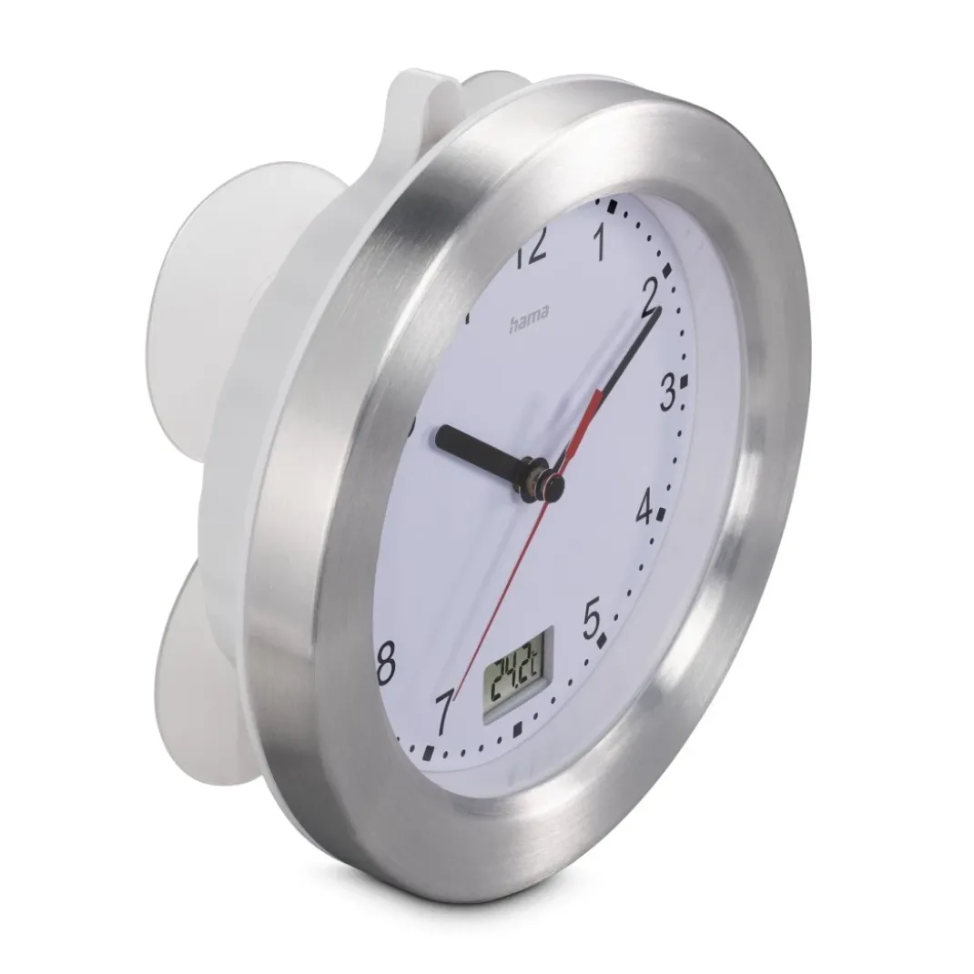 Badezimmeruhr "Mauritius", Wanduhr mit Thermometer, ohne Ticken, Ø 17 cm,