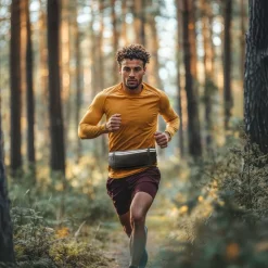 Bauchtasche für Handys, Laufgürtel zum Joggen, reflektierend, Schwarz