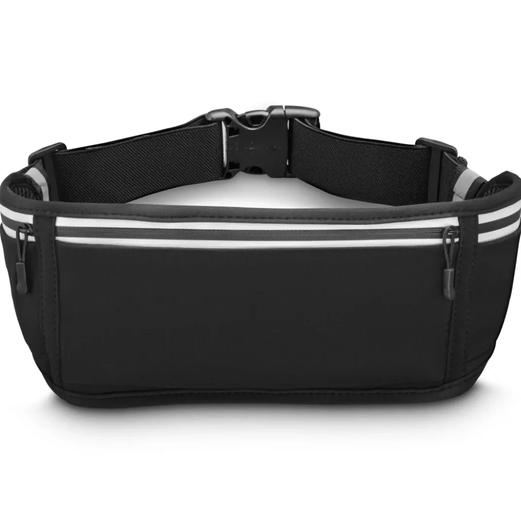 Bauchtasche für Handys, Laufgürtel zum Joggen, reflektierend, Schwarz