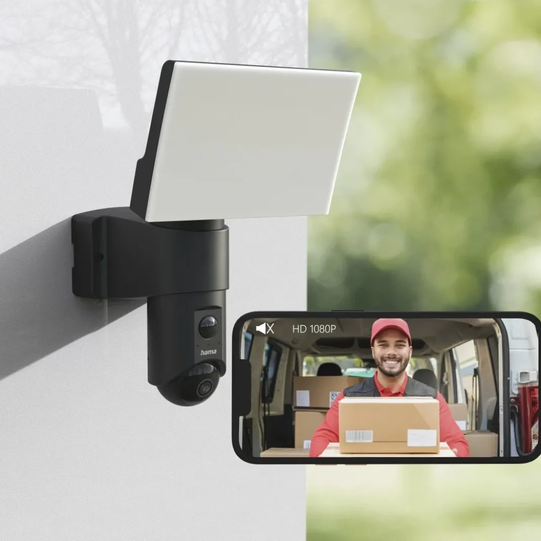 Überwachungskamera mit Licht und Bewegungsmelder, WLAN, für außen, 1080p