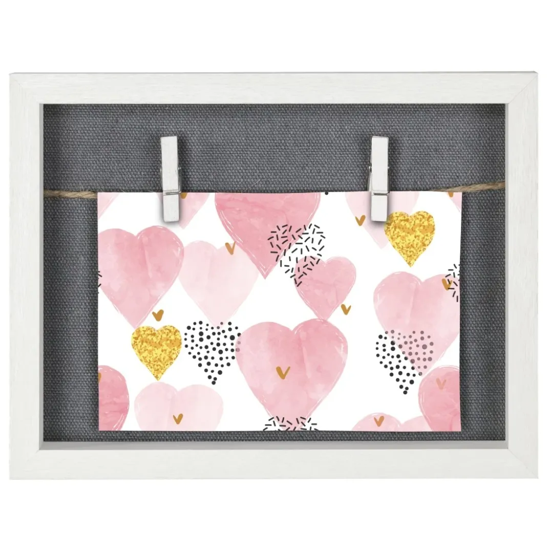 Bilderrahmen "Muro", mit Schnur und Klammern, Weiß, 16,5 x 21,5 cm