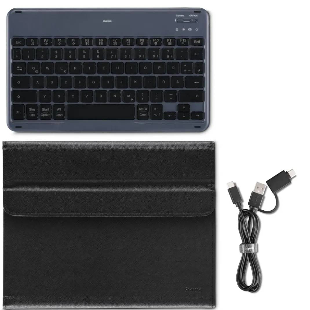 Bluetooth®-Tastatur "Travel 500" für Tablets 7"-11", Case, Schw., QWERTZ DE