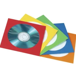 CD-/DVD-Papierhüllen, 50er-Pack, farblich sortiert