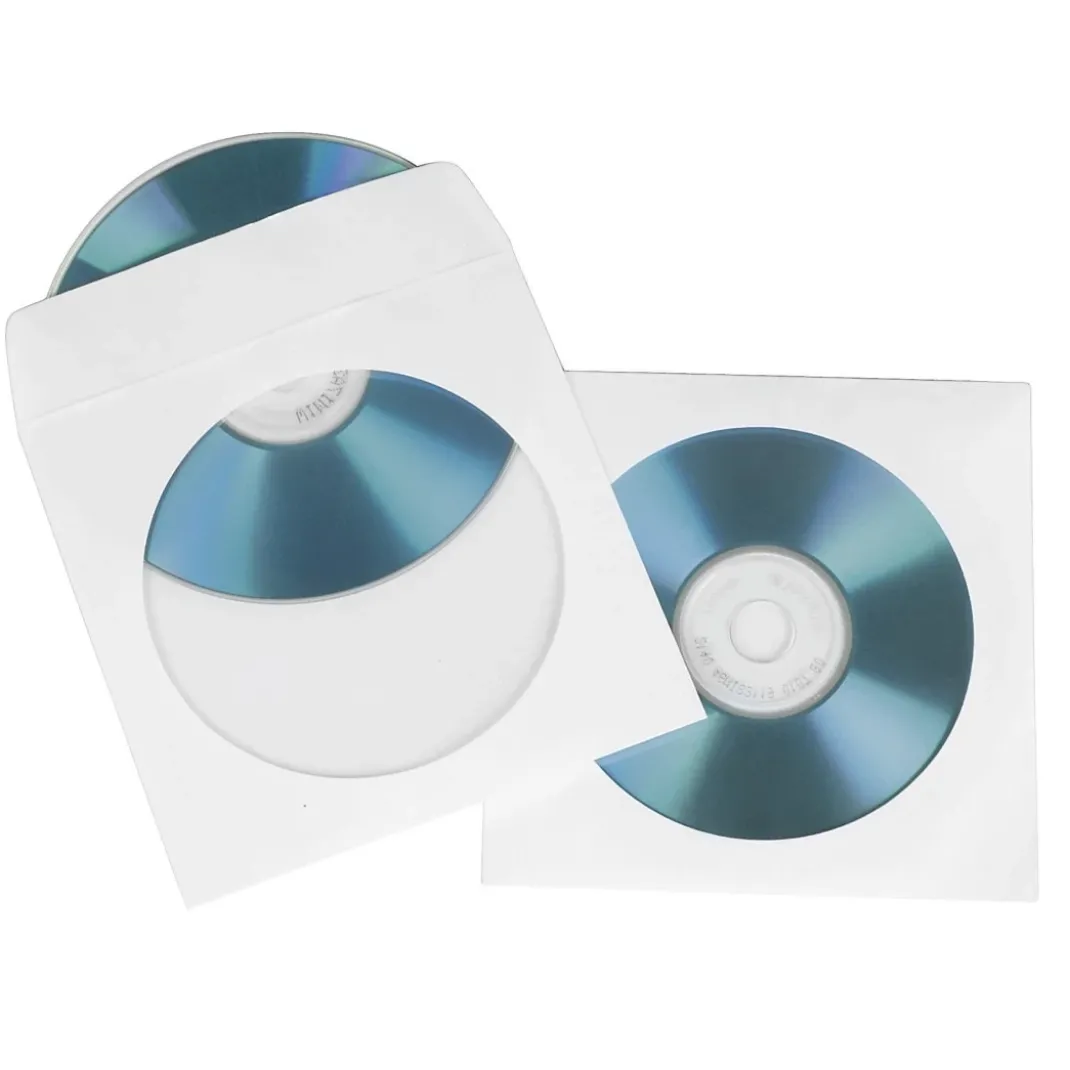 CD-/DVD-Papierhüllen, 50er-Pack, Weiß