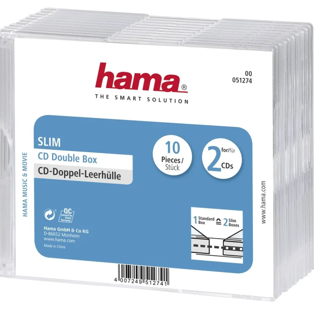 CD-Leerhülle Slim Double, 10er-Pack, Transparent