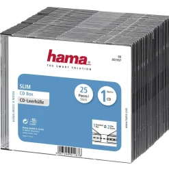 CD-Leerhülle Slim, 25er-Pack, Transparent/Schwarz