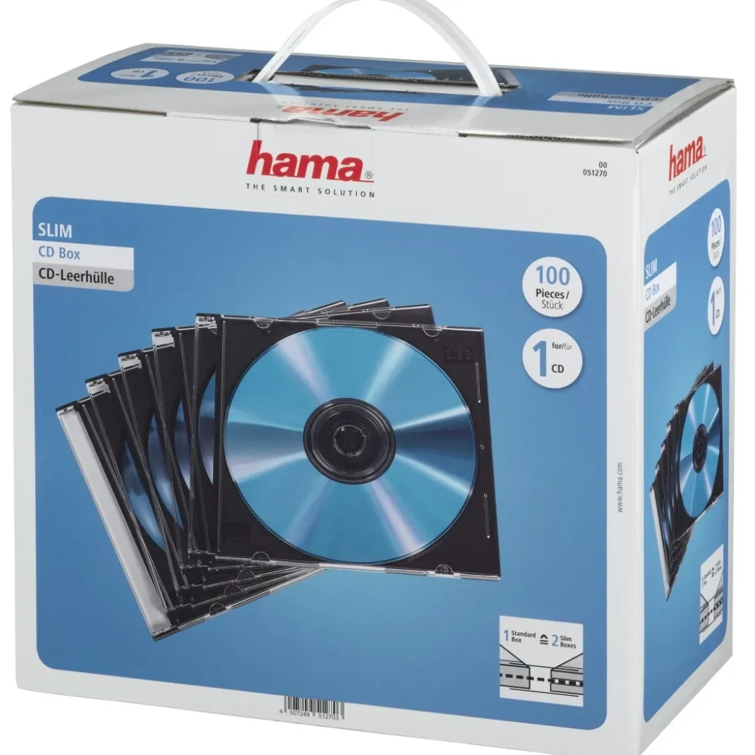 CD-Leerhülle Slim, 100er-Pack, Transparent/Schwarz