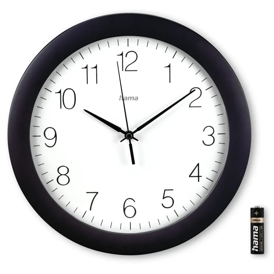 DCF-Funkwanduhr "Teneriffa", Ø 30 cm, Schwarz
