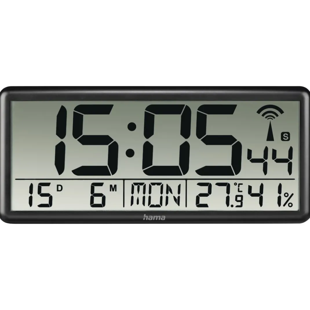 Digitale Funkwanduhr "Jumbo", Schwarz