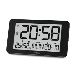 Digitale Wanduhr "Kuba", Funkuhr mit Thermometer/Hygrometer, Schwarz