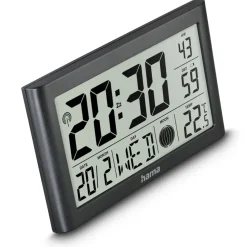 Digitale Wanduhr "Martinique", Funkuhr mit Thermometer, Schwarz