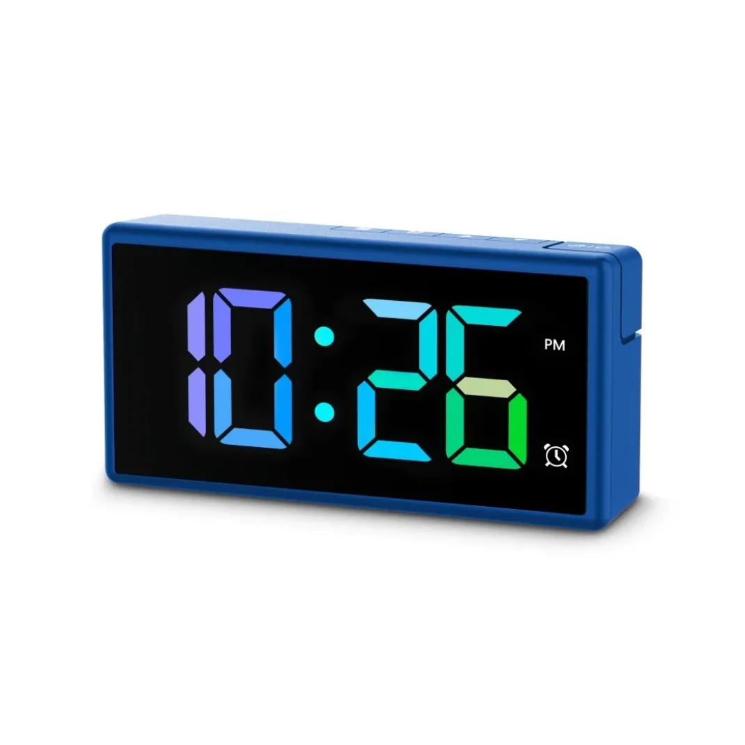 Digitaler Wecker "Ibiza", Multicolor-Display, mit USB-Ladefunktion, Blau