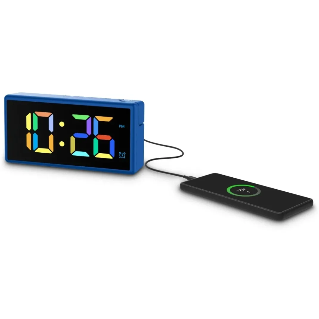 Digitaler Wecker "Ibiza", Multicolor-Display, mit USB-Ladefunktion, Blau