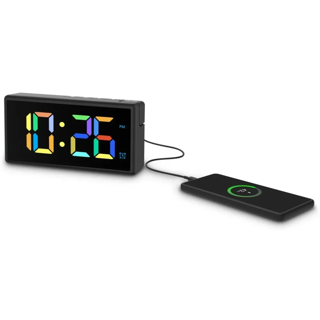 Digitaler Wecker "Ibiza", Multicolor-Display, mit USB-Ladefunktion, Schwarz