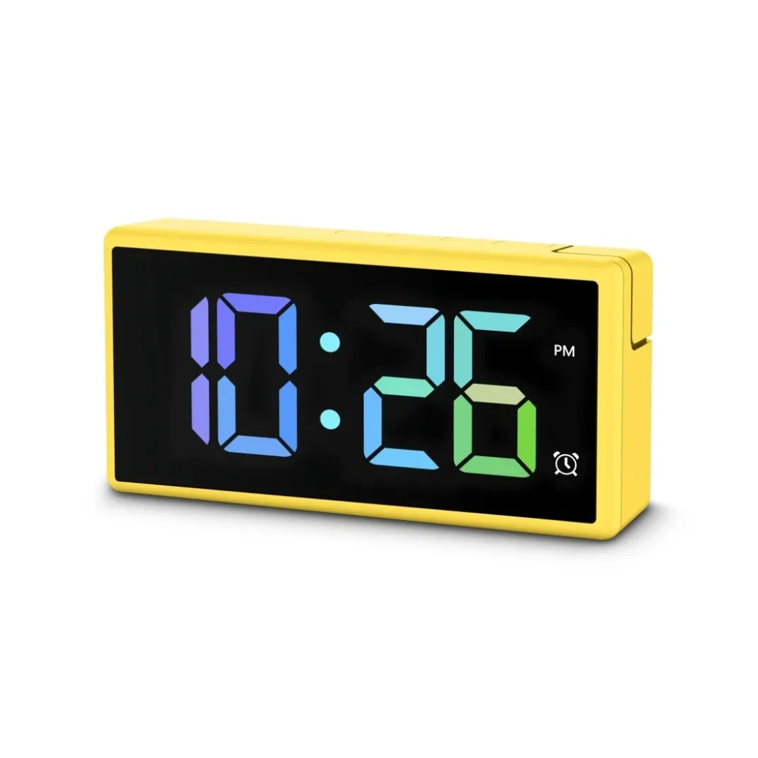 Digitaler Wecker "Ibiza", Multicolor-Display, mit USB-Ladefunktion, Gelb