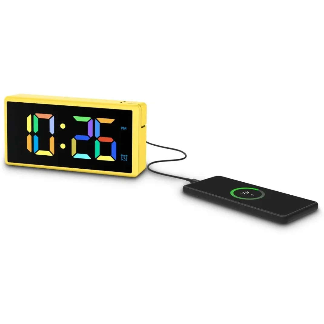 Digitaler Wecker "Ibiza", Multicolor-Display, mit USB-Ladefunktion, Gelb