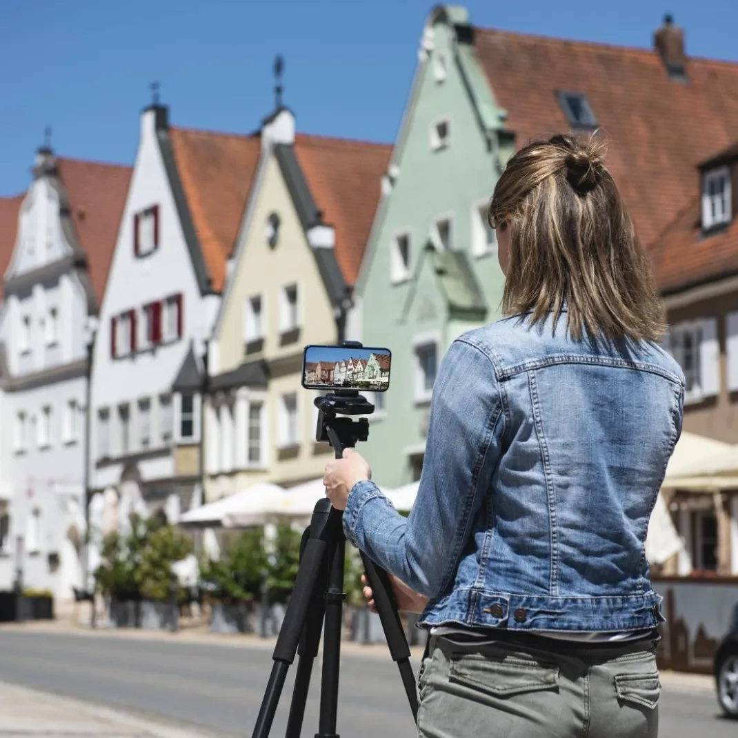 Dreibeinstativ "Action Smart 165 3D" mit 3-Wege-Kopf u. Smartphonehalterung