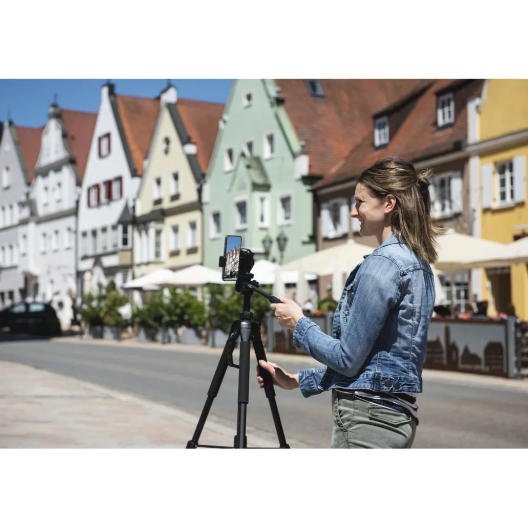 Dreibeinstativ "Action Smart 165 3D" mit 3-Wege-Kopf u. Smartphonehalterung