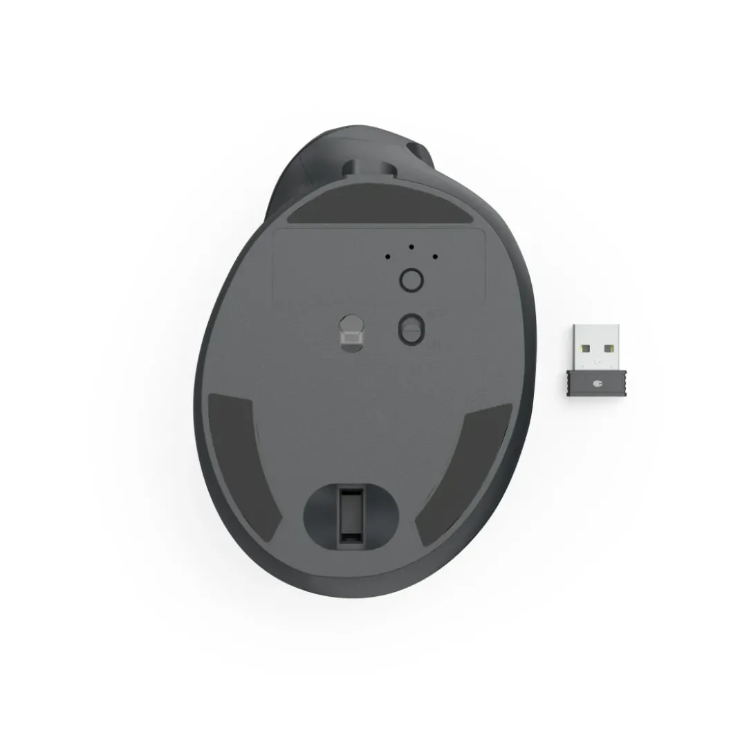 Ergonomische Vertikalmaus "EWM-600R", Multi-Device, kabellos, Akku, Schwarz