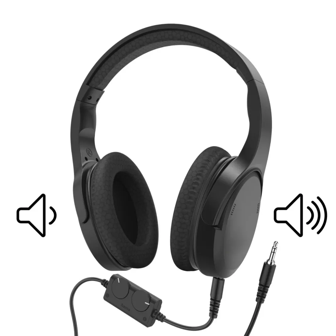 Fernseh-Kopfhörer, Over-Ear, langes Kabel (6m), getr. Lautstärkeregelung, S