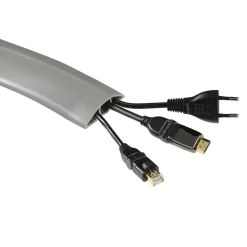 Flexibler Kabelkanal, selbstklebend, halbrund, 180 x 6 x 1 cm, PVC, Grau