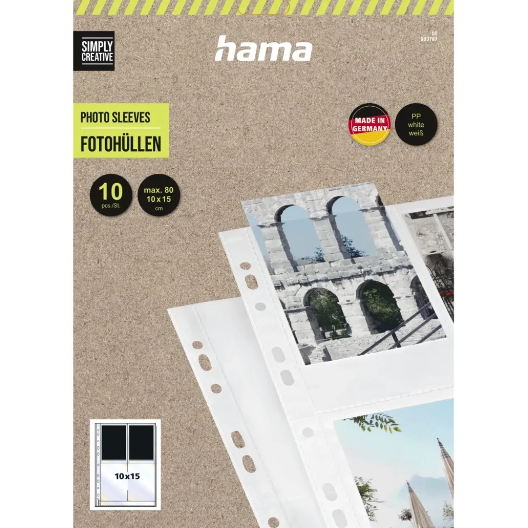Foto-Hüllen, DIN A4, für 8 Fotos im Format 10x15 cm, Weiß, 10 Stück