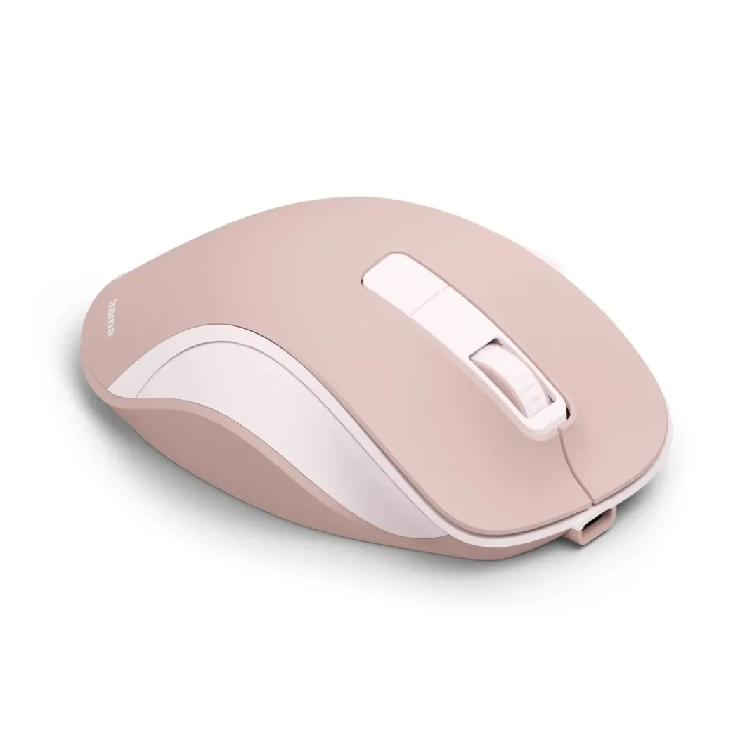Funkmaus "WM-500", ergonomisch, 6 Tasten, ohne Klickgeräusch, Akku, Rosa