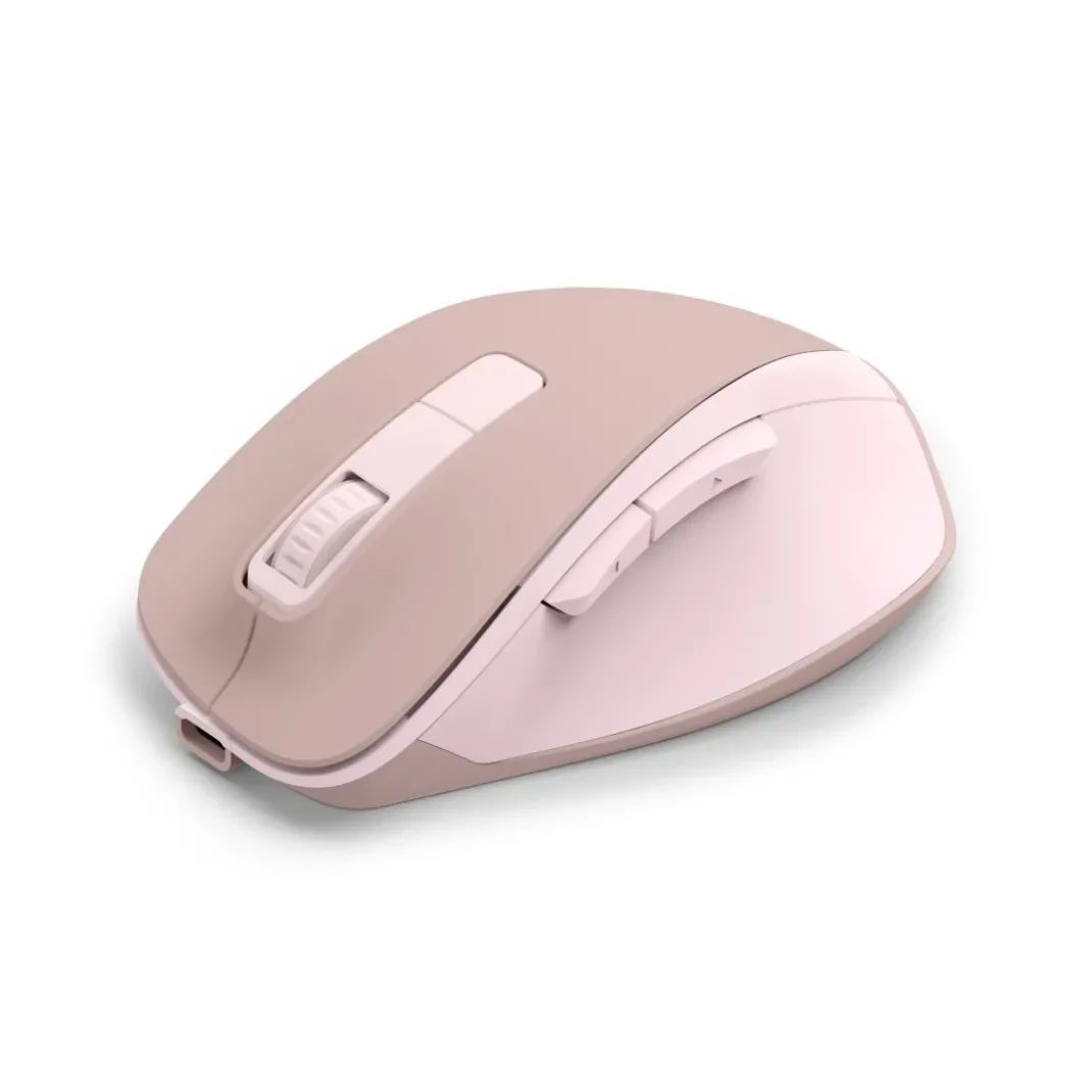 Funkmaus "WM-500", ergonomisch, 6 Tasten, ohne Klickgeräusch, Akku, Rosa