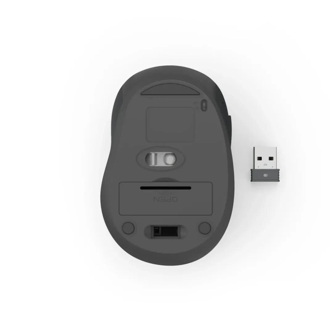 Funkmaus "WM-400", ergonomisch, optisch, 6 Tasten, ohne Klickgeräusch, SW