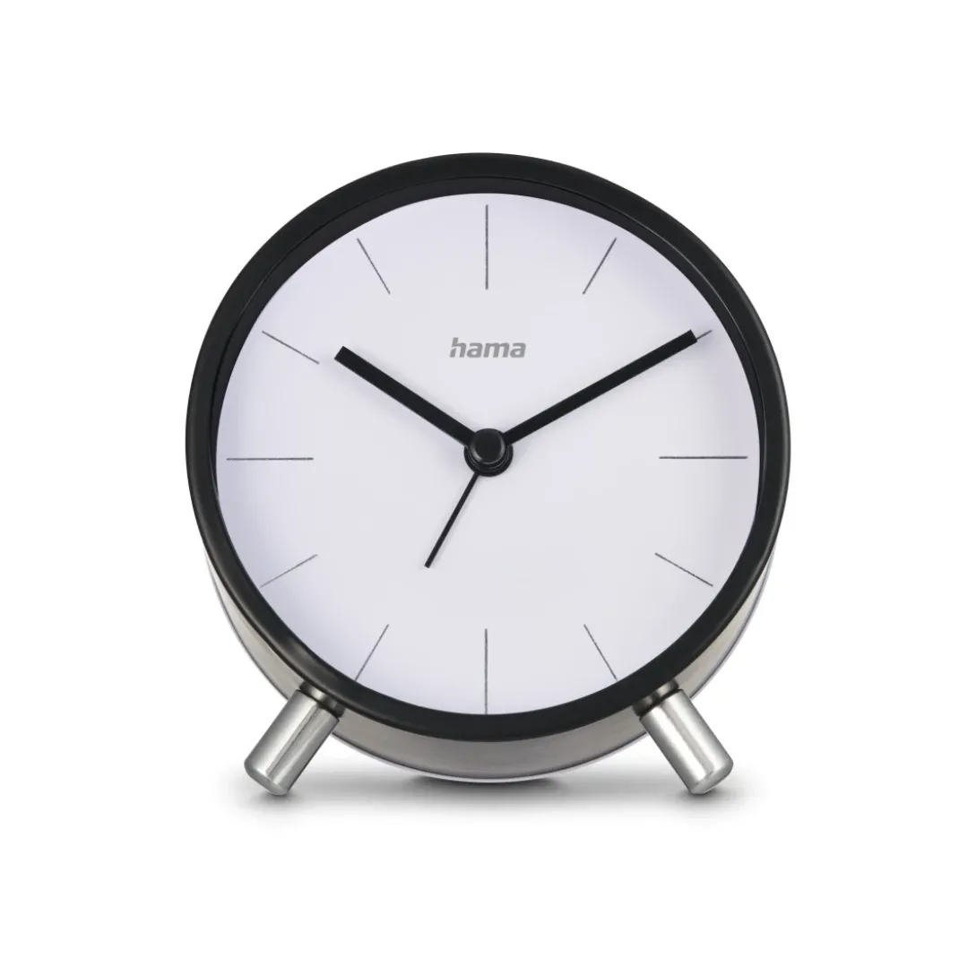 Funkwecker "Flores", analog, ohne Ticken, Schwarz