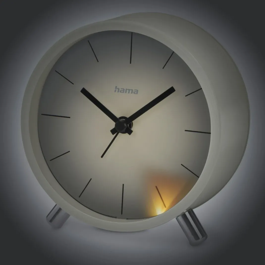 Funkwecker "Flores", analog, ohne Ticken, Grau/Beige