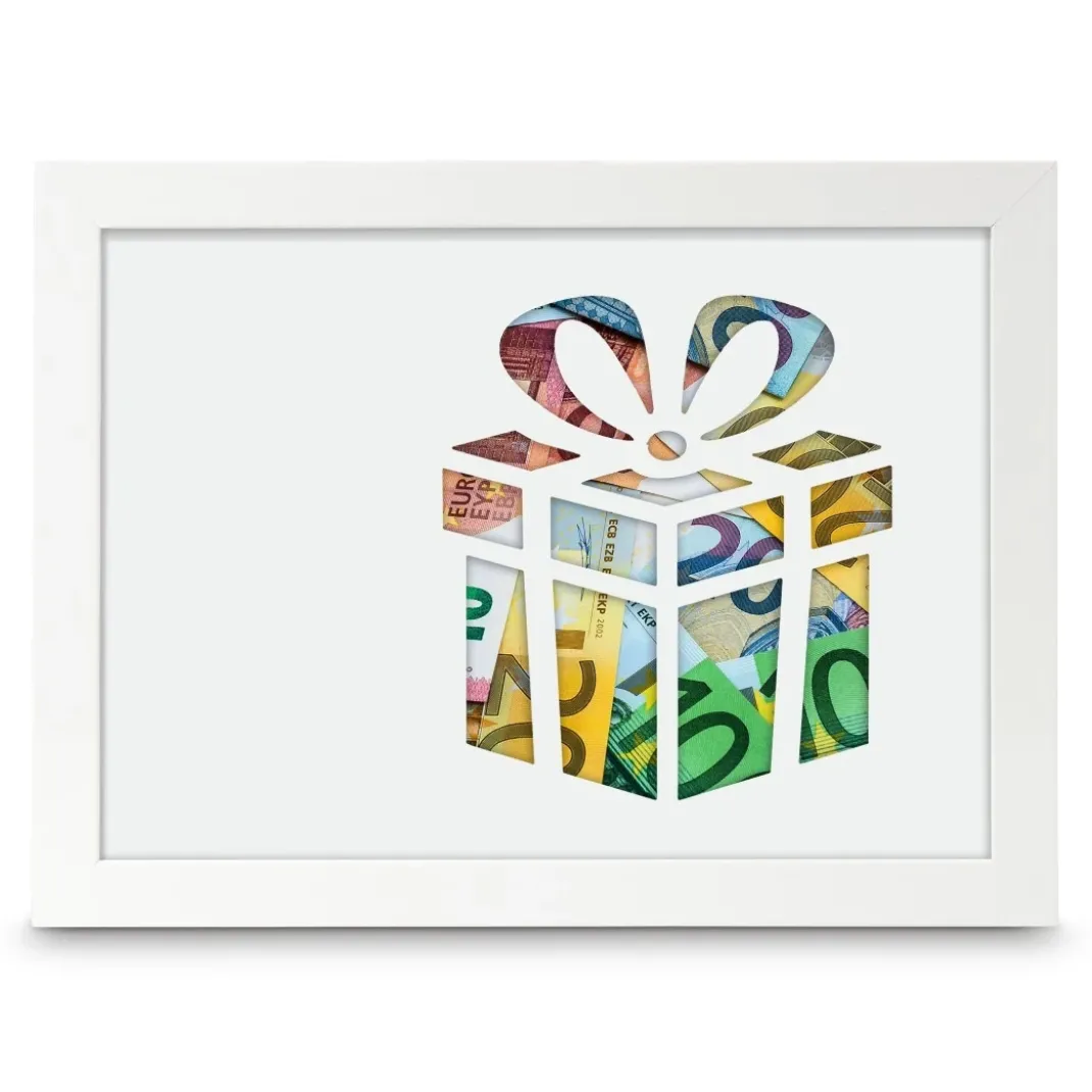 Geldgeschenk-Bilderrahmen "Celebration", 3 Motive, Weiß, 13 x 18 cm