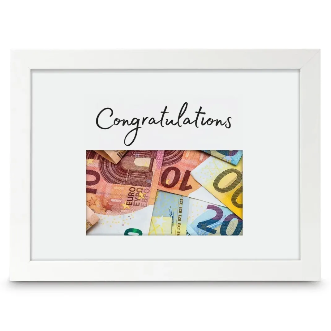 Geldgeschenk-Bilderrahmen "Celebration", 3 Motive, Weiß, 13 x 18 cm