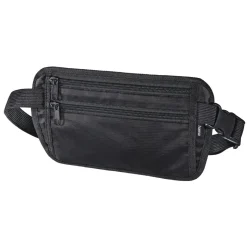 Geldkatze, flache Bauchtasche für Wertsachen, Schwarz